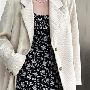 Blouson en velours côtelé long et décontracté