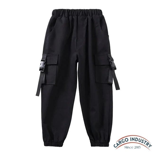 Pantalon Cargo Garçon Noir Sangle – Image 7
