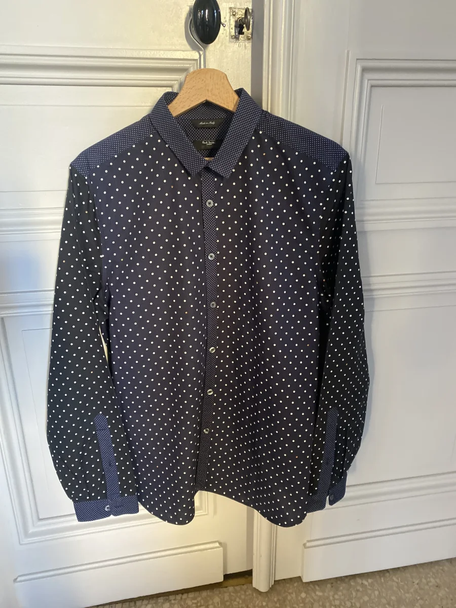 Chemise homme Paul Smith bleue à petits pois blancs – Image 2