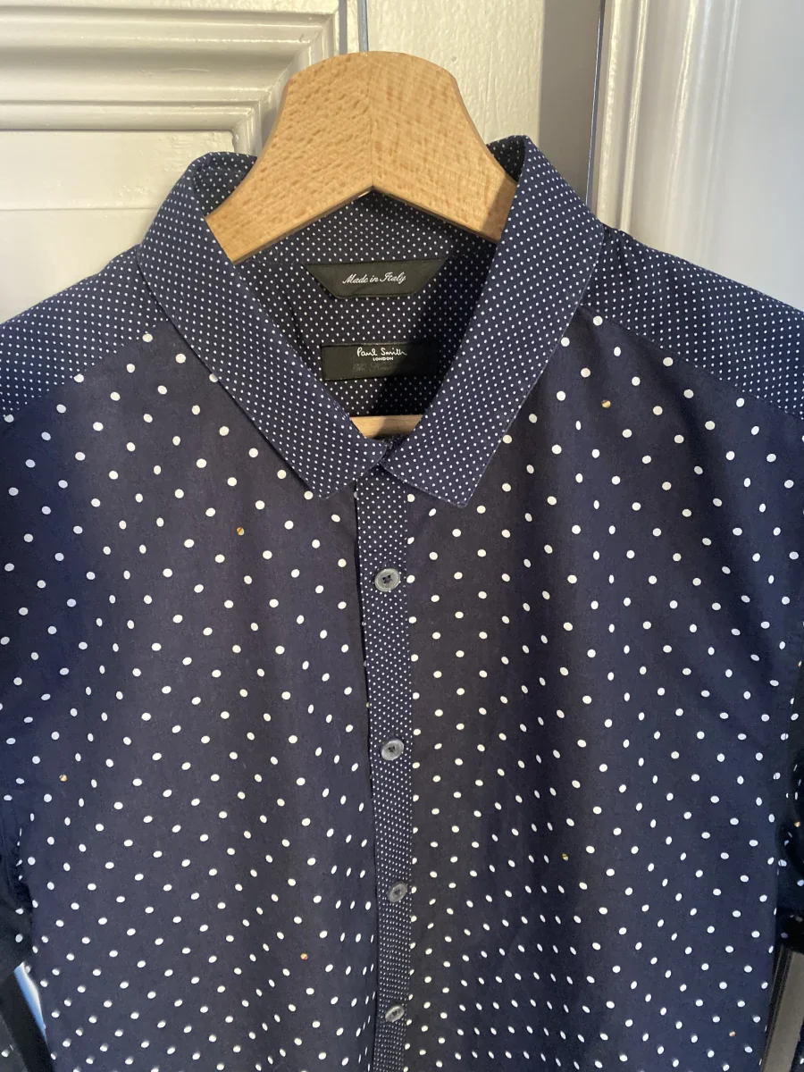 Chemise homme Paul Smith bleue à petits pois blancs – Image 4