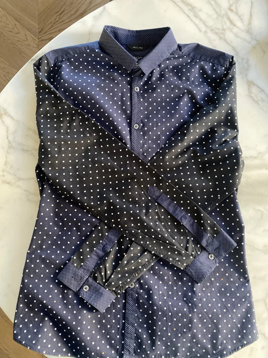Chemise homme Paul Smith bleue à petits pois blancs – Image 5