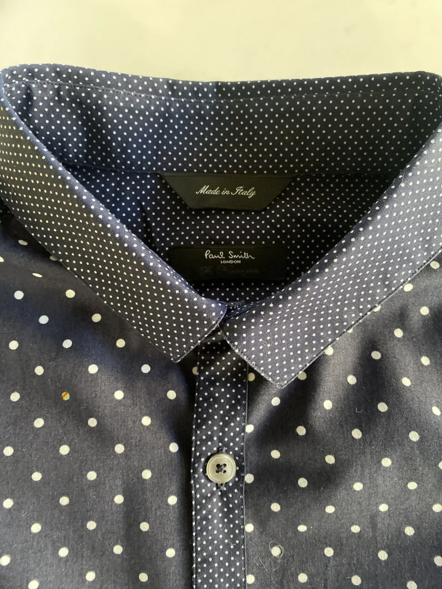 Chemise homme Paul Smith bleue à petits pois blancs – Image 6
