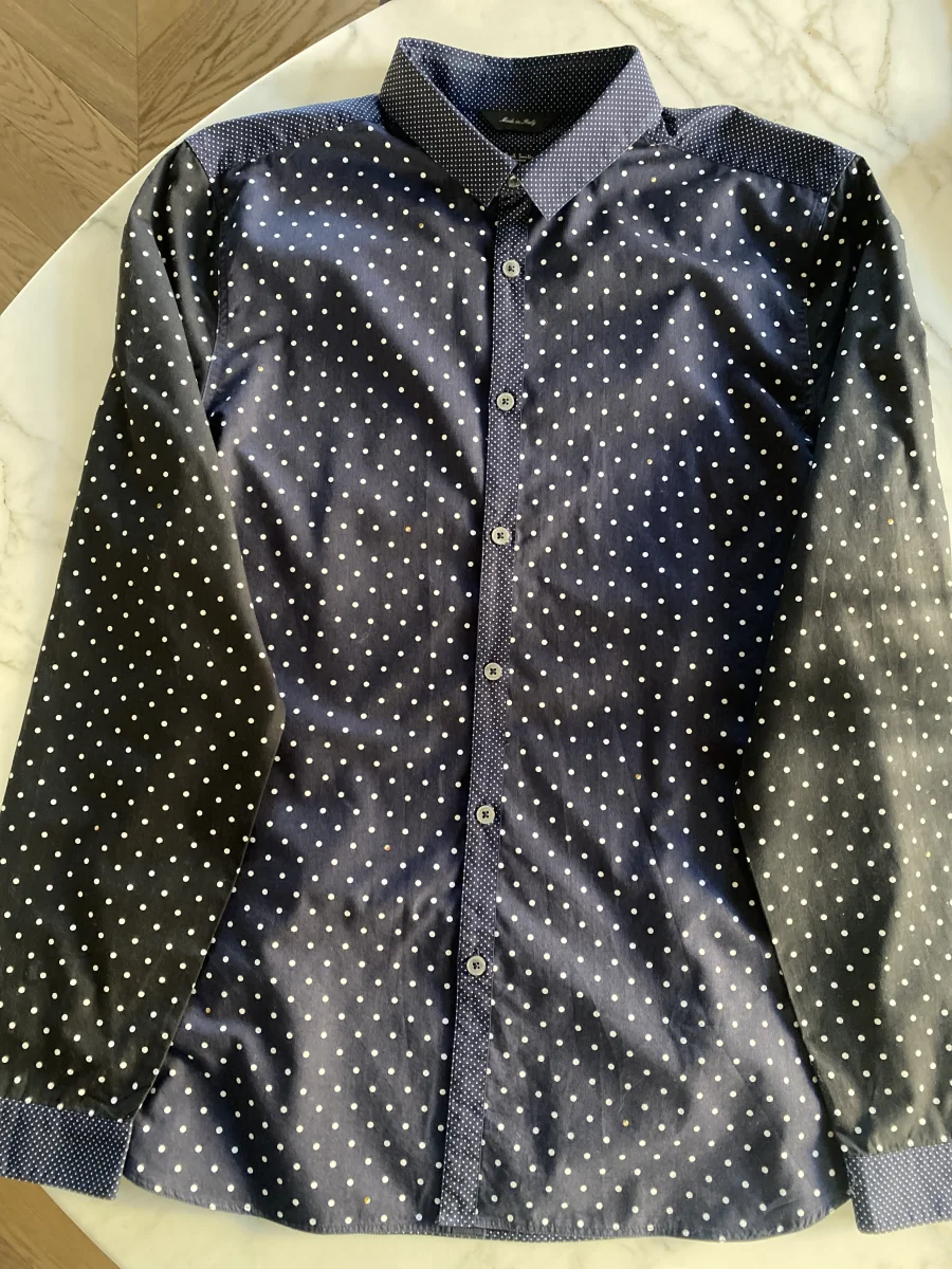 Chemise homme Paul Smith bleue à petits pois blancs – Image 7