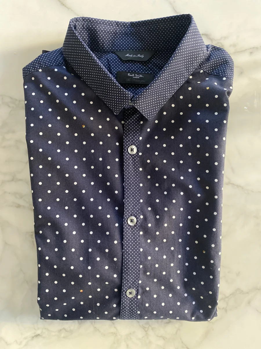 Chemise homme Paul Smith bleue à petits pois blancs – Image 8