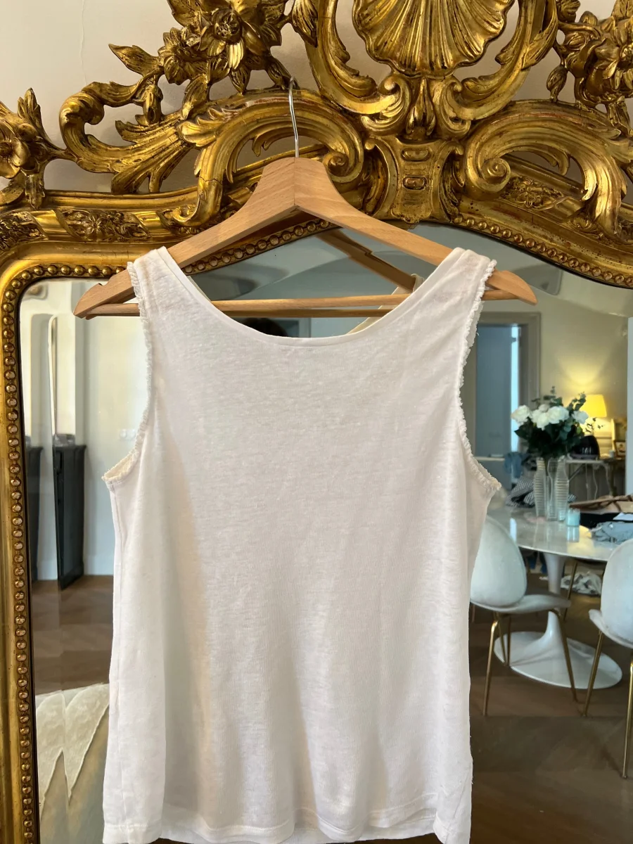 Débardeur Claudie Pierlot en lin blanc – Image 6