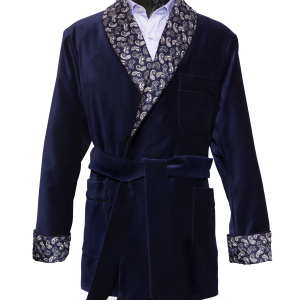 Veste d’intérieur homme bleu nuit/cachemire