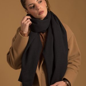 Echarpe noire en laine femme Made-in-France