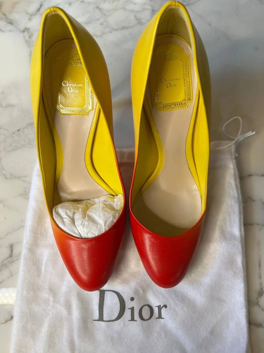 Escarpins Neufs Christian Dior rouge et jaune – Image 3