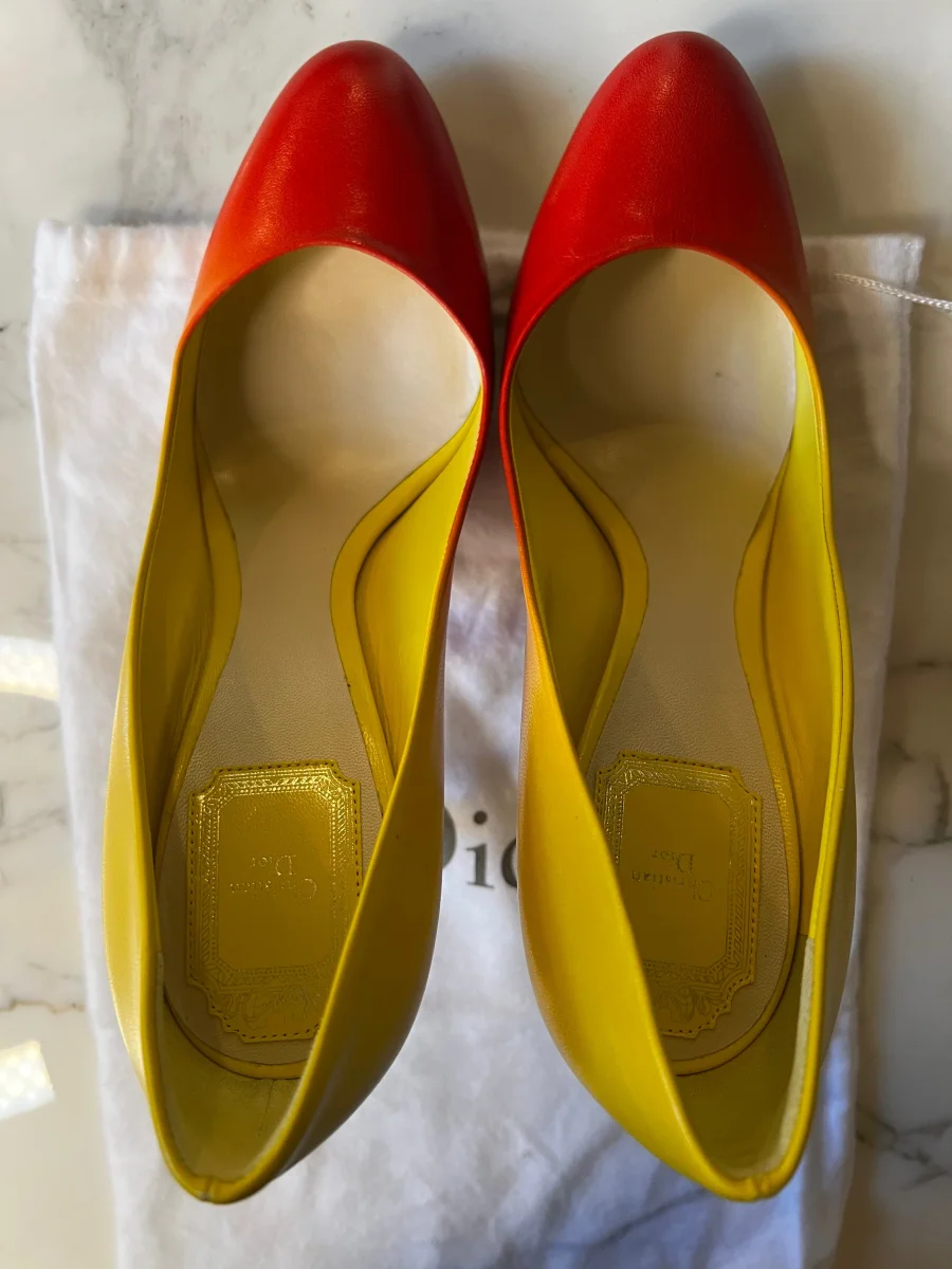 Escarpins Neufs Christian Dior rouge et jaune – Image 7