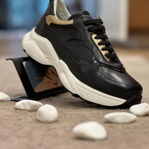 Baskets en cuir – EVA03 – BLANC NOIR