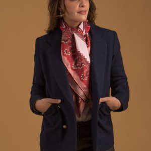 Foulard rose en soie femme Made-in-France