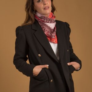 Foulard orangé en soie femme Made-in-France