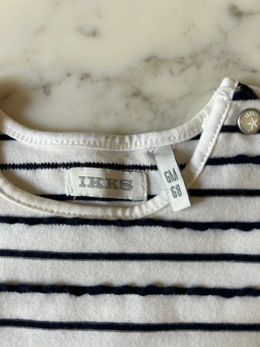 Haut manche longue rayé noir et blanc avec dentelle 6 mois – Image 4