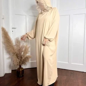 Robe de Prière hijab intégré 1 pièce Dentelle