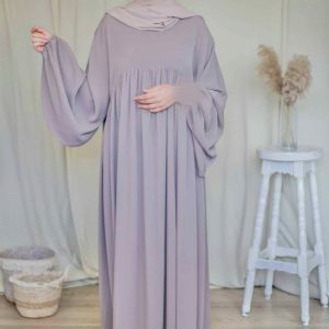 Abaya Manches Bouffantes Soie de Medine