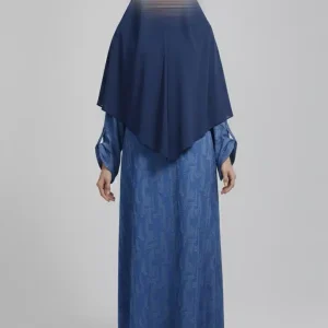 Abaya Papillon Oversize Bleu Ciel à Motif Texturé