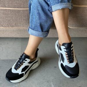 Baskets légères en cuir Lina 03 – NOIR