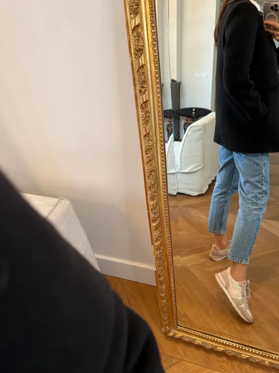 Manteau Claudie Pierlot noir col cuir – Image 3