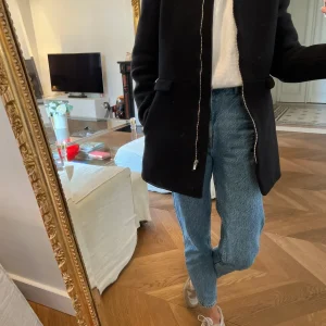 Manteau Claudie Pierlot noir col cuir