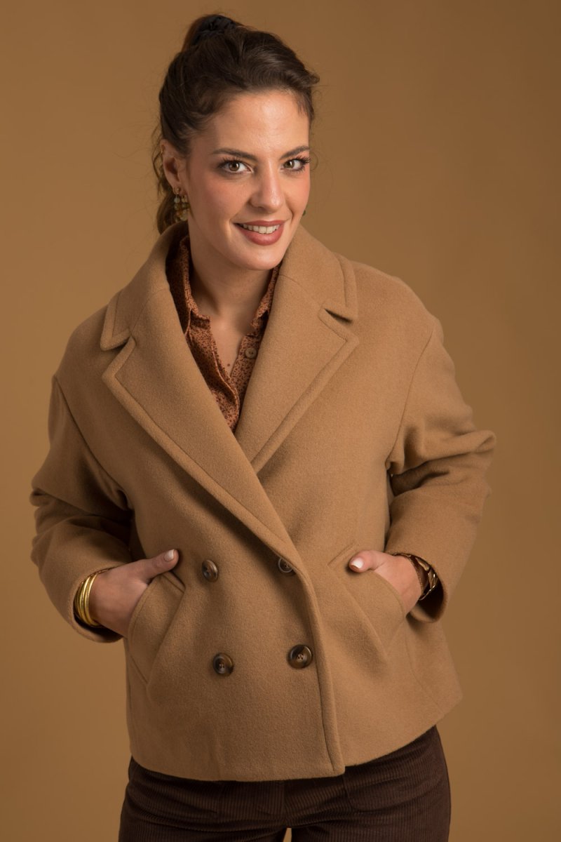 Comédie – Manteau en laine cachemire camel femme made-in-France