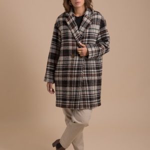 Candice manteau Femme en tweed de laine à carreaux made-in-France