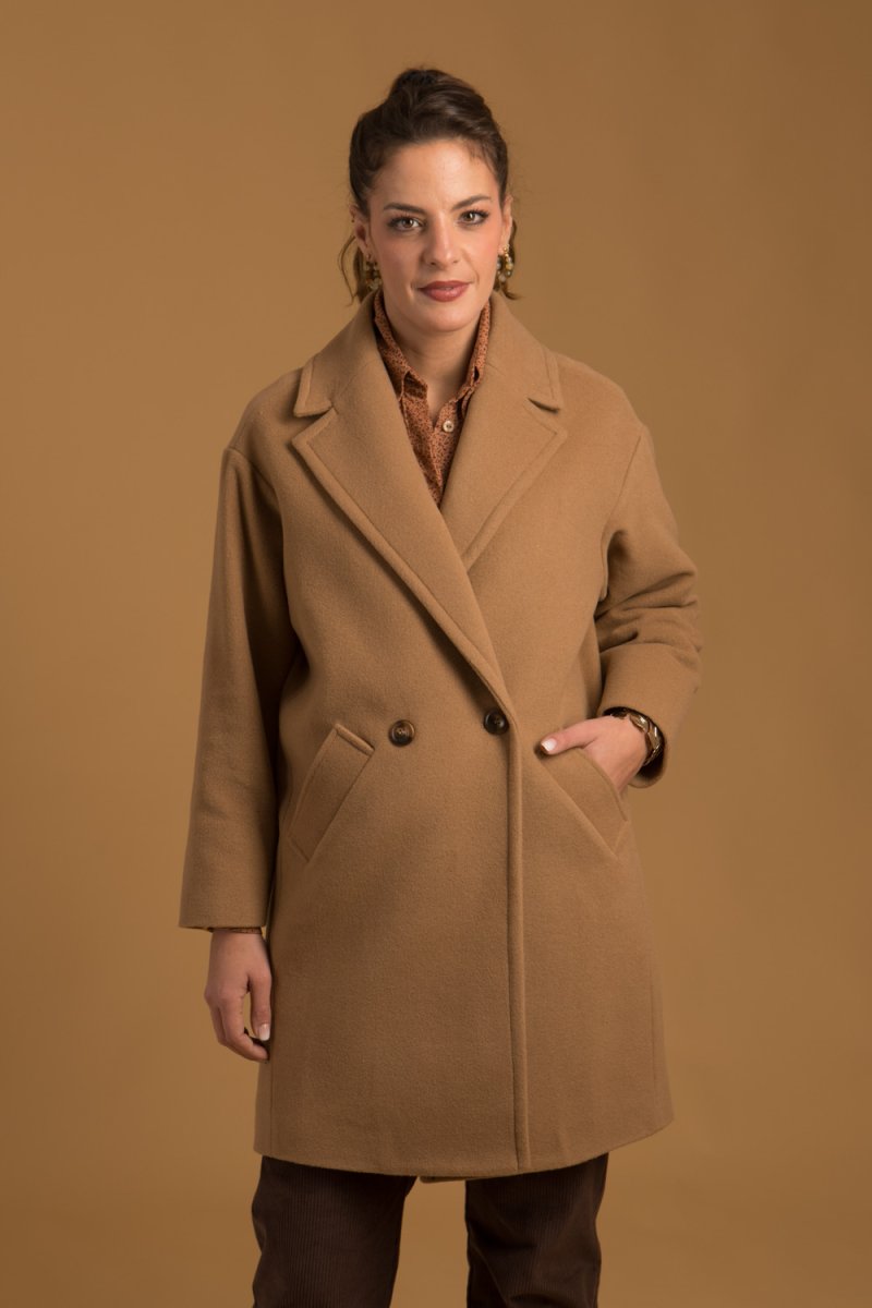 Candice – Manteau long en laine cachemire camel femme made-in-France