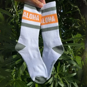 Chaussettes sport surf Kaki/orange