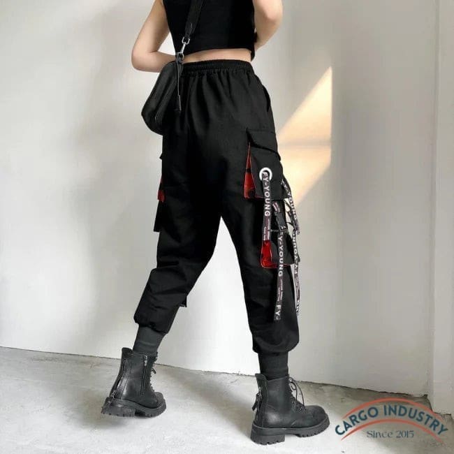 Pantalon Cargo Noir Avec Sangles – Image 4