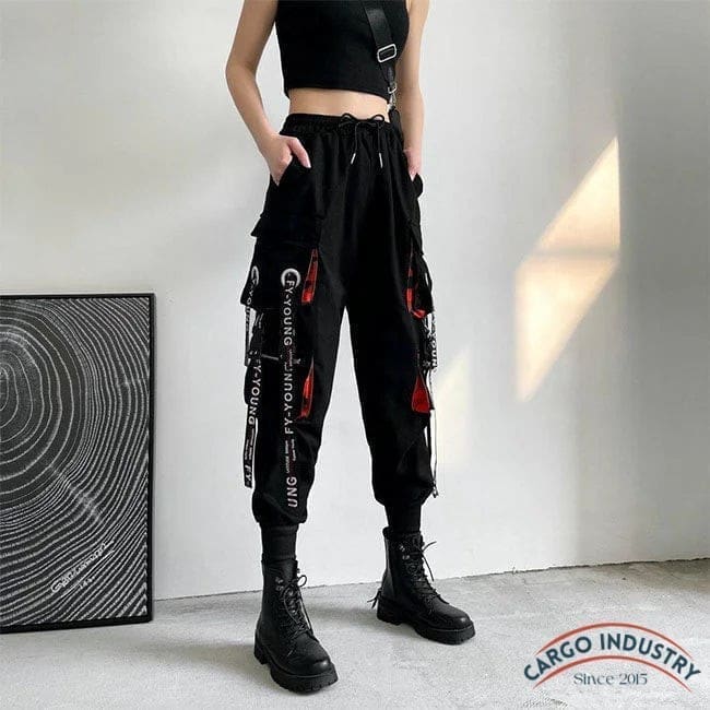 Pantalon Cargo Noir Avec Sangles – Image 5