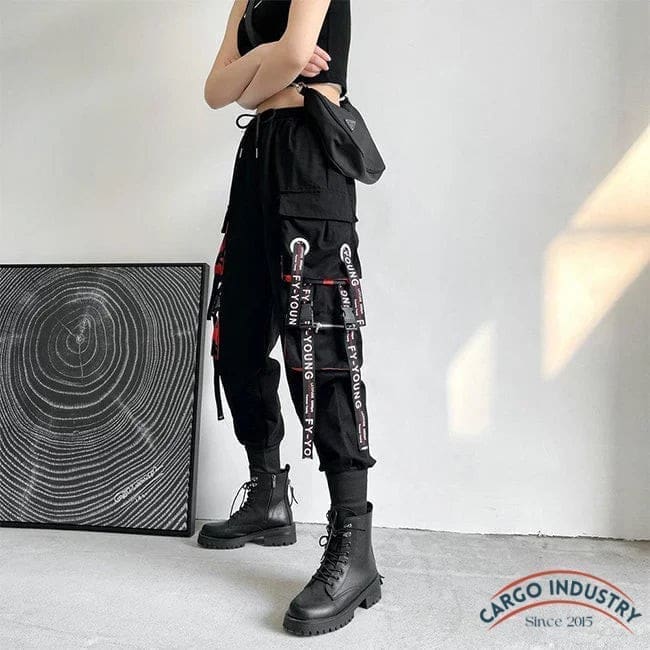 Pantalon Cargo Noir Avec Sangles – Image 6