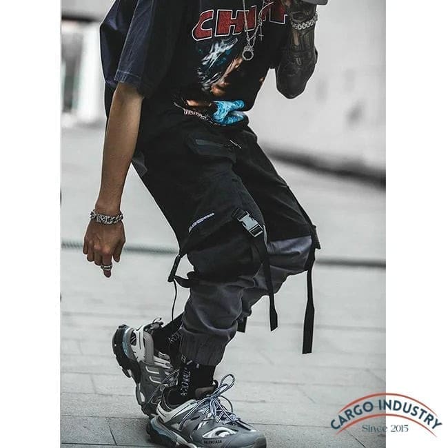 Pantalon Cargo Homme Avec Sangle Gris/Noir – Image 7