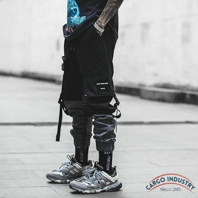 Pantalon Cargo Homme Avec Sangle Gris/Noir – Image 5