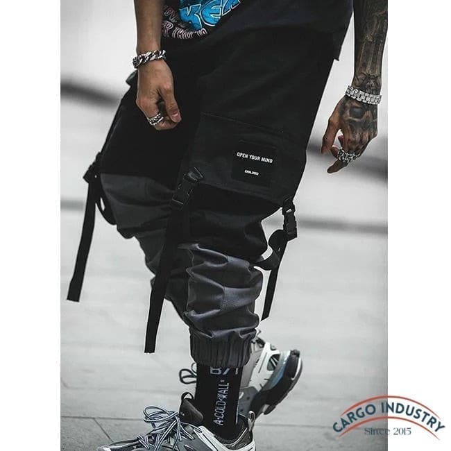 Pantalon Cargo Homme Avec Sangle Gris/Noir – Image 6