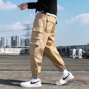 Pantalon Cargo Homme Beige Harem