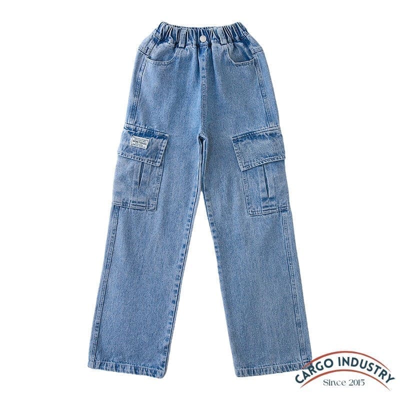 Pantalon Cargo Jean Fille Large Droit – Image 8
