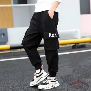 Pantalon Cargo Garçon Jogger Noir K&K