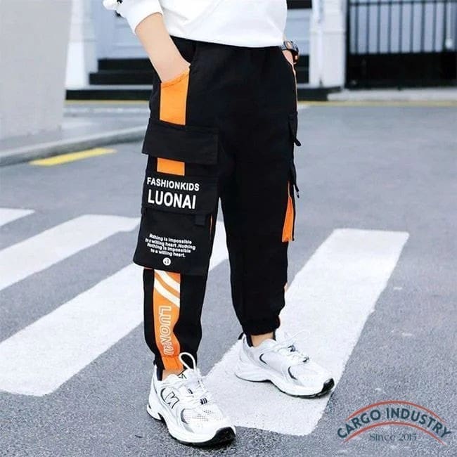 Pantalon Cargo Junior Noir/Orange – Image 4