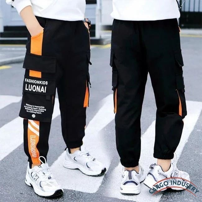 Pantalon Cargo Junior Noir/Orange – Image 5