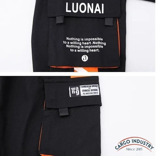 Pantalon Cargo Junior Noir/Orange – Image 9