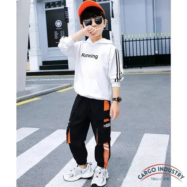 Pantalon Cargo Junior Noir/Orange – Image 7