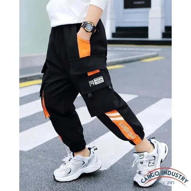 Pantalon Cargo Junior Noir/Orange – Image 6