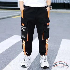 Pantalon Cargo Junior Noir/Orange