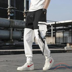 Pantalon Cargo Jogger Noir Et Blanc