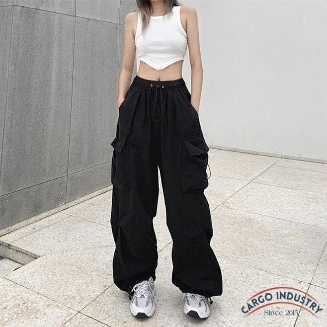 Pantalon Cargo Femme Noir Goth – Image 2