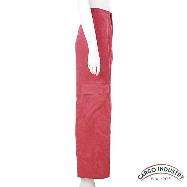 Pantalon Cargo Large Rose Velours – Image 7