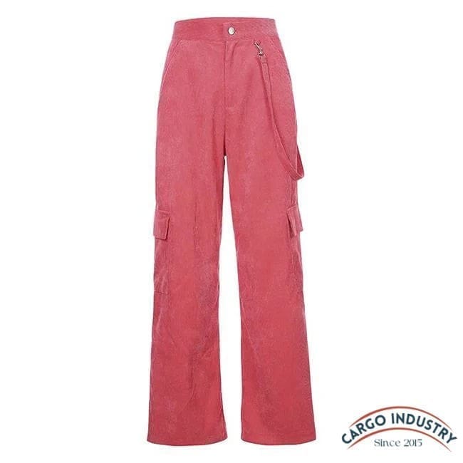 Pantalon Cargo Large Rose Velours – Image 6