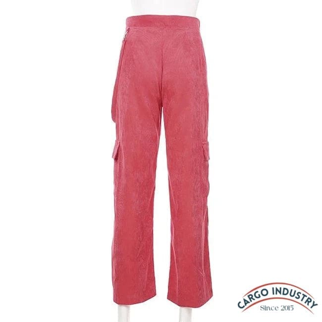 Pantalon Cargo Large Rose Velours – Image 8