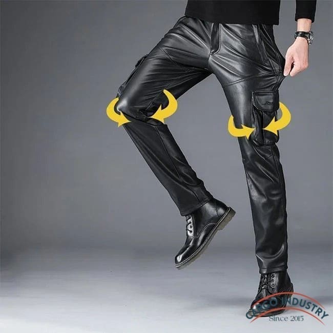 Pantalon Cargo Simili Cuir Noir – Image 8