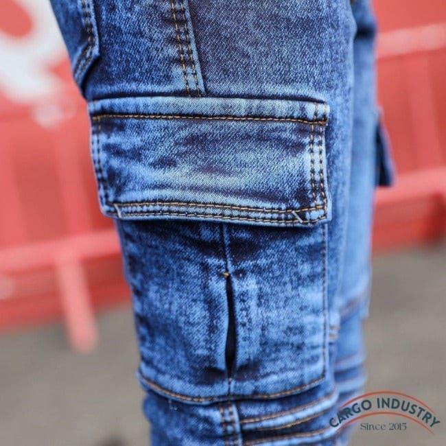 Jean Cargo Garçon Skinny Bleu – Image 6