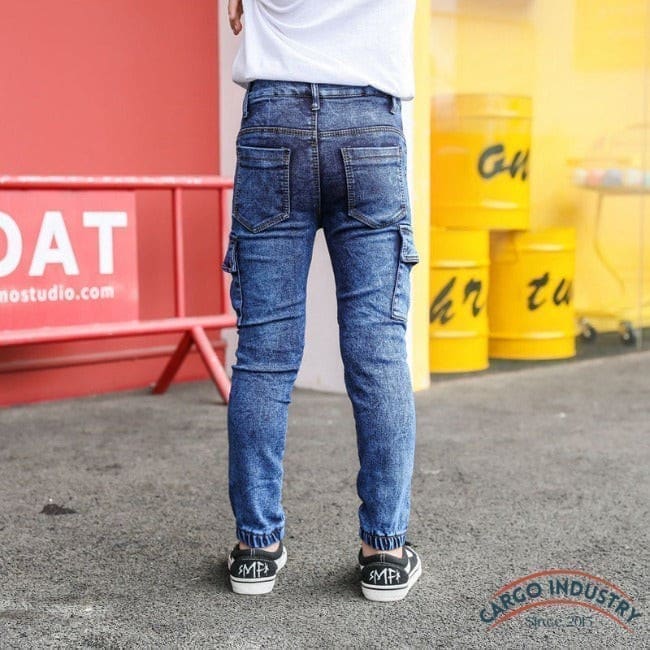 Jean Cargo Garçon Skinny Bleu – Image 5